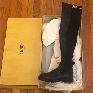 Brand New Fendi Black Napa Cuissard Boots